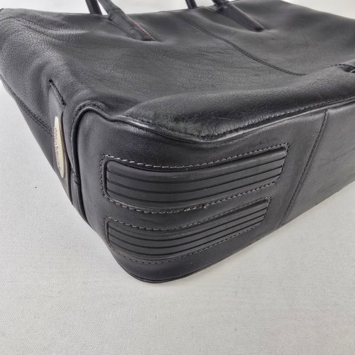 Samsonite Black Leather Frame Tote Bag Business Carryall Purse