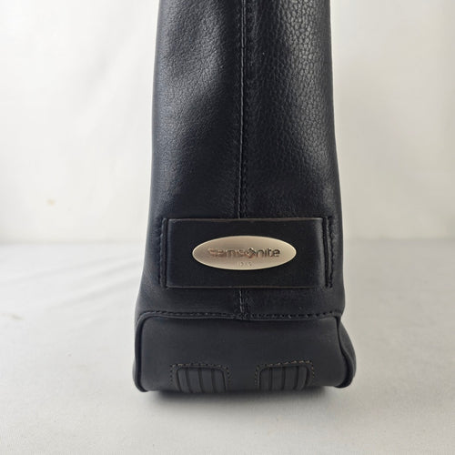 Samsonite Black Leather Frame Tote Bag Business Carryall Purse