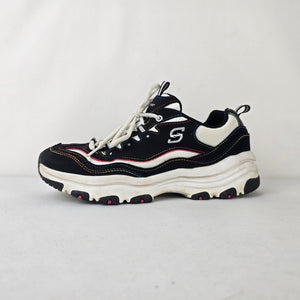 Skechers Sport Daykota Chunky Sneakers Black Rainbow Trim Size 8