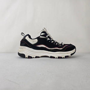 Skechers Sport Daykota Chunky Sneakers Black Rainbow Trim Size 8