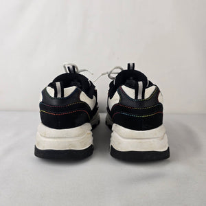 Skechers Sport Daykota Chunky Sneakers Black Rainbow Trim Size 8