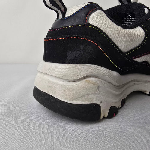Skechers Sport Daykota Chunky Sneakers Black Rainbow Trim Size 8