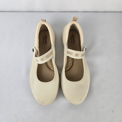 JSport by Jambu Melody Mary Jane Flats Cream Comfort Shoes Size 8
