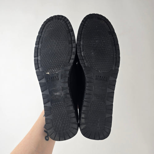 Stuart Weitzman Black Suede Loafers Silver Hardware Flats Size 9