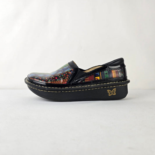 Alegria Debra Mosaic Patent Leather Comfort Clogs Nursing Shoes Size 8.5