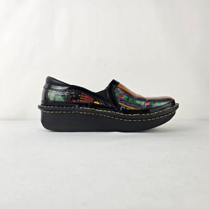 Alegria Debra Mosaic Patent Leather Comfort Clogs Nursing Shoes Size 8.5