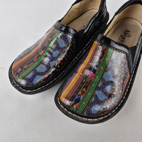 Alegria Debra Mosaic Patent Leather Comfort Clogs Nursing Shoes Size 8.5