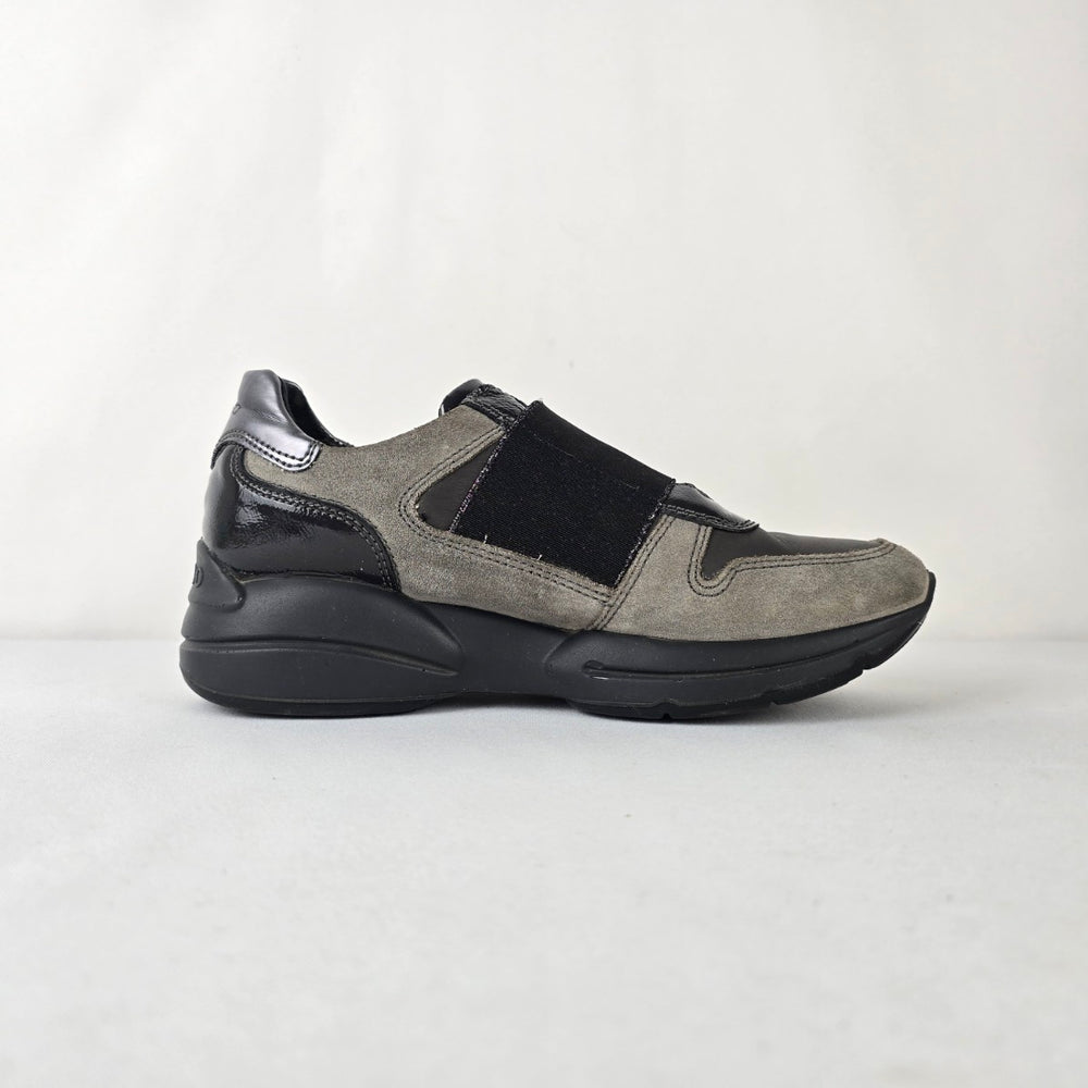 IGI & CO Italian Leather Sneakers Gray Black Slip On Comfort Shoes Size 8.5