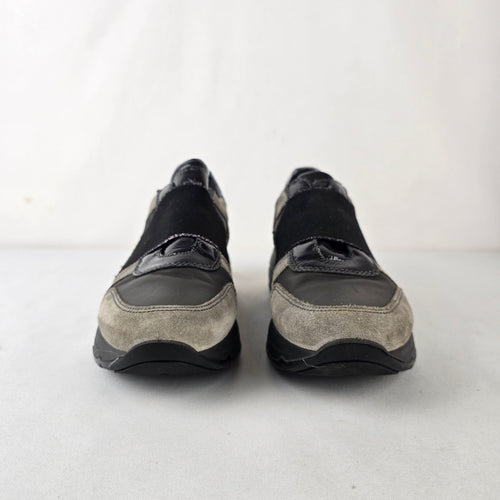 IGI & CO Italian Leather Sneakers Gray Black Slip On Comfort Shoes Size 8.5
