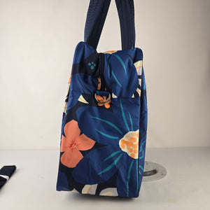 Thirty-One Floral Laptop Tote Travel Bag Blue Carryall Organizer