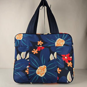 Thirty-One Floral Laptop Tote Travel Bag Blue Carryall Organizer