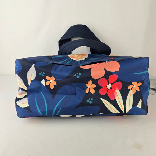 Thirty-One Floral Laptop Tote Travel Bag Blue Carryall Organizer
