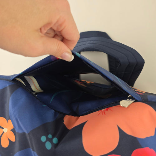 Thirty-One Floral Laptop Tote Travel Bag Blue Carryall Organizer