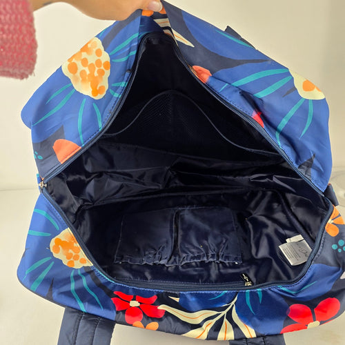 Thirty-One Floral Laptop Tote Travel Bag Blue Carryall Organizer