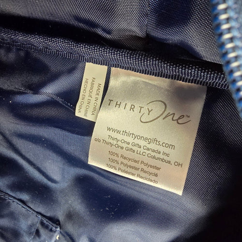 Thirty-One Floral Laptop Tote Travel Bag Blue Carryall Organizer