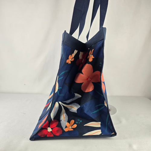 Thirty-One Floral Utility Tote Navy Market Bag Recycled Polyester