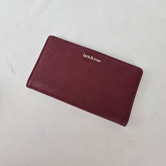 Lark & Ives Wine Red Snap Wallet Card Organizer Vegan Leather