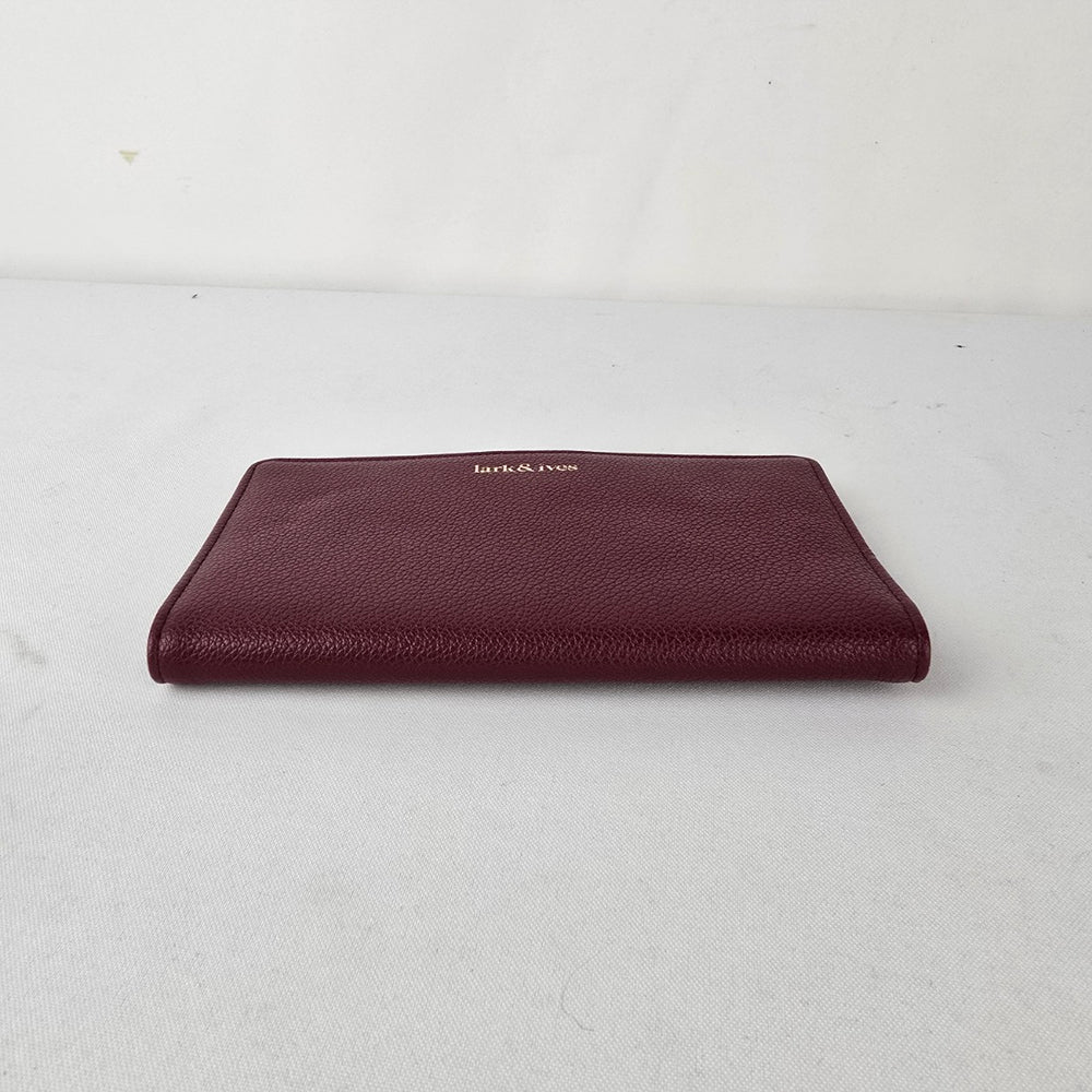 Lark & Ives Wine Red Snap Wallet Card Organizer Vegan Leather