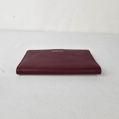 Lark & Ives Wine Red Snap Wallet Card Organizer Vegan Leather
