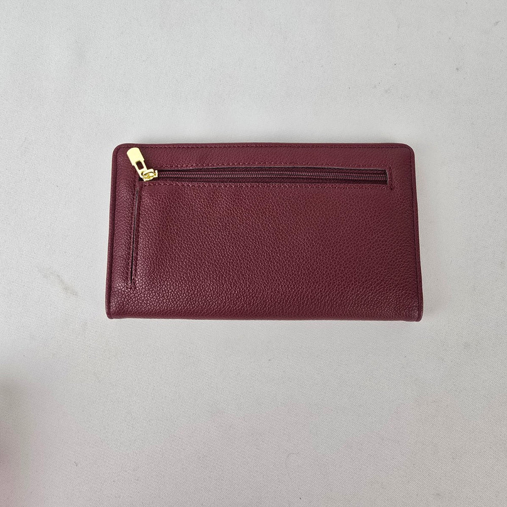 Lark & Ives Wine Red Snap Wallet Card Organizer Vegan Leather