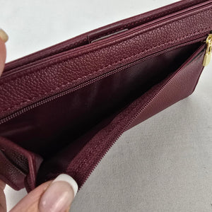 Lark & Ives Wine Red Snap Wallet Card Organizer Vegan Leather