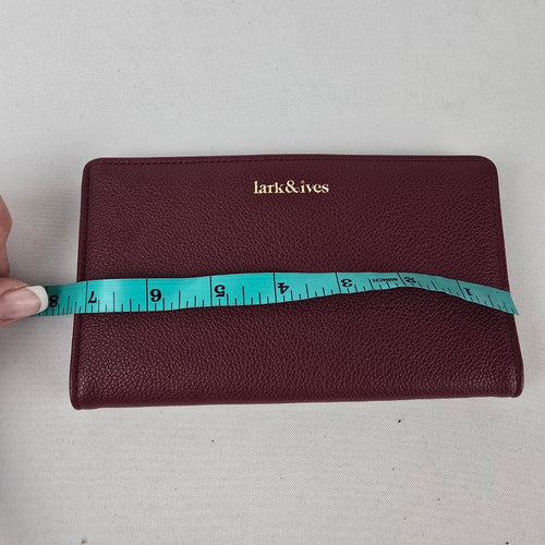 Lark & Ives Wine Red Snap Wallet Card Organizer Vegan Leather