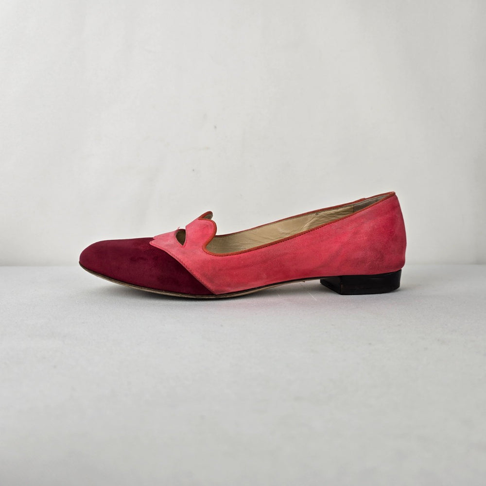 Charlotte Olympia Pink Suede Lips Flats Colorblock Loafers Size 8