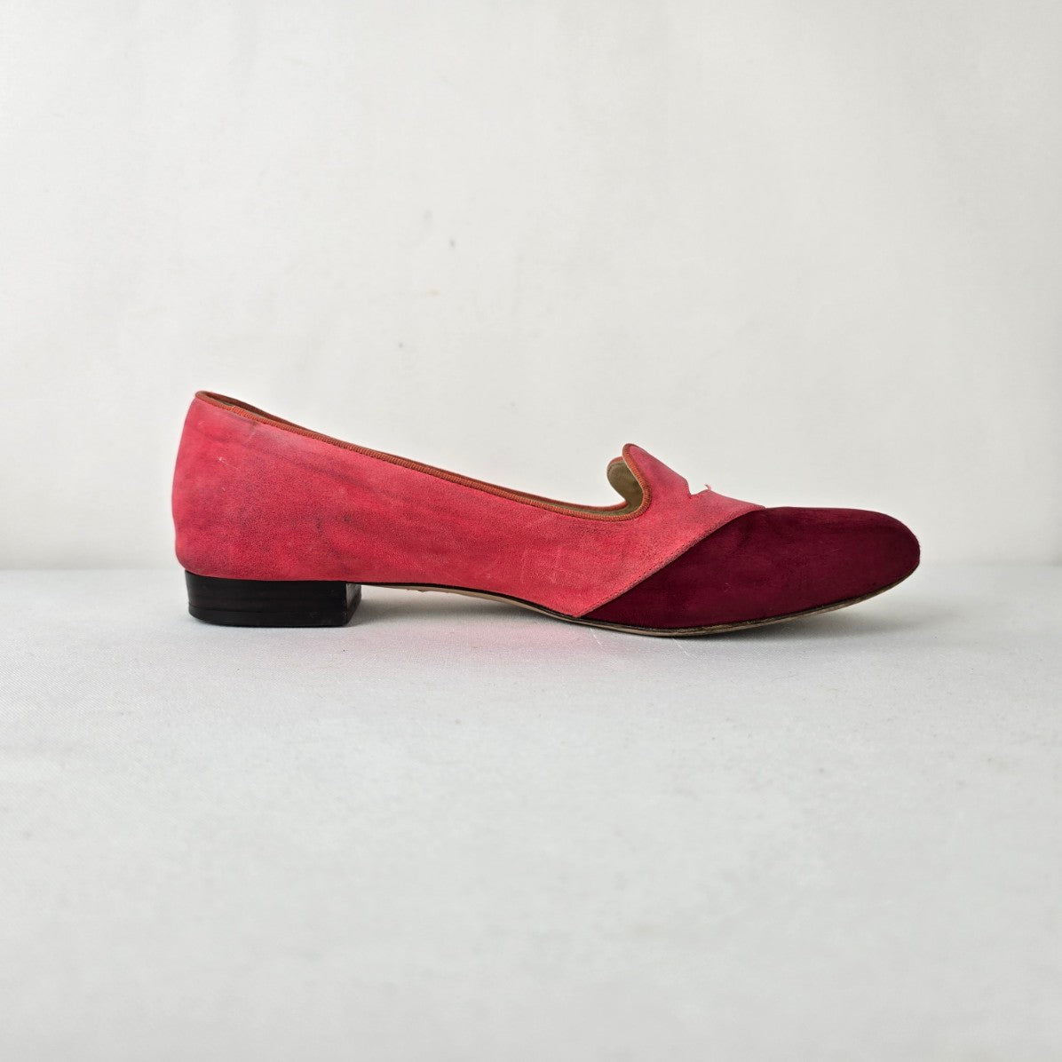Charlotte Olympia Pink Suede Lips Flats Colorblock Loafers Size 8