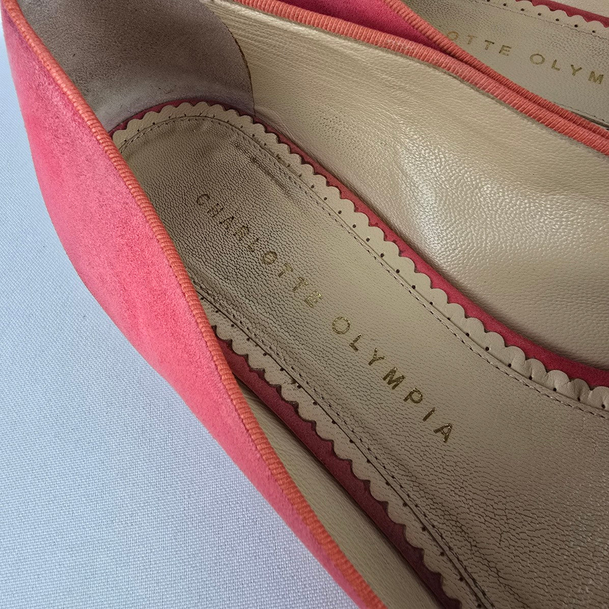 Charlotte Olympia Pink Suede Lips Flats Colorblock Loafers Size 8