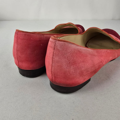 Charlotte Olympia Pink Suede Lips Flats Colorblock Loafers Size 8