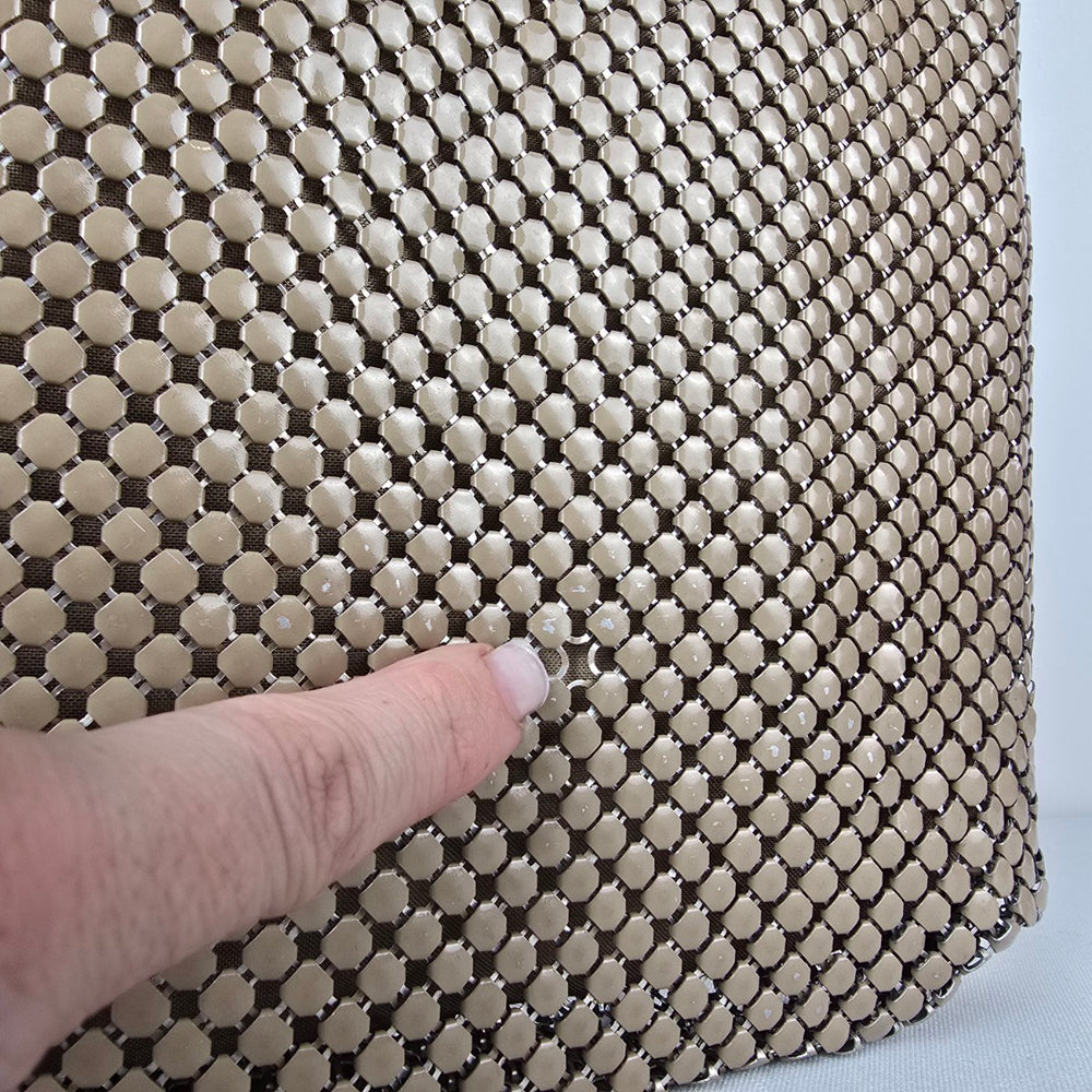 Vintage Gold Mesh Woven Shoulder Tote Bag Braided Straps