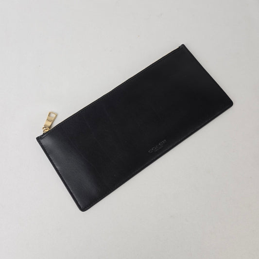Coach Black Leather Zip Clutch Wallet Wristlet Pouch