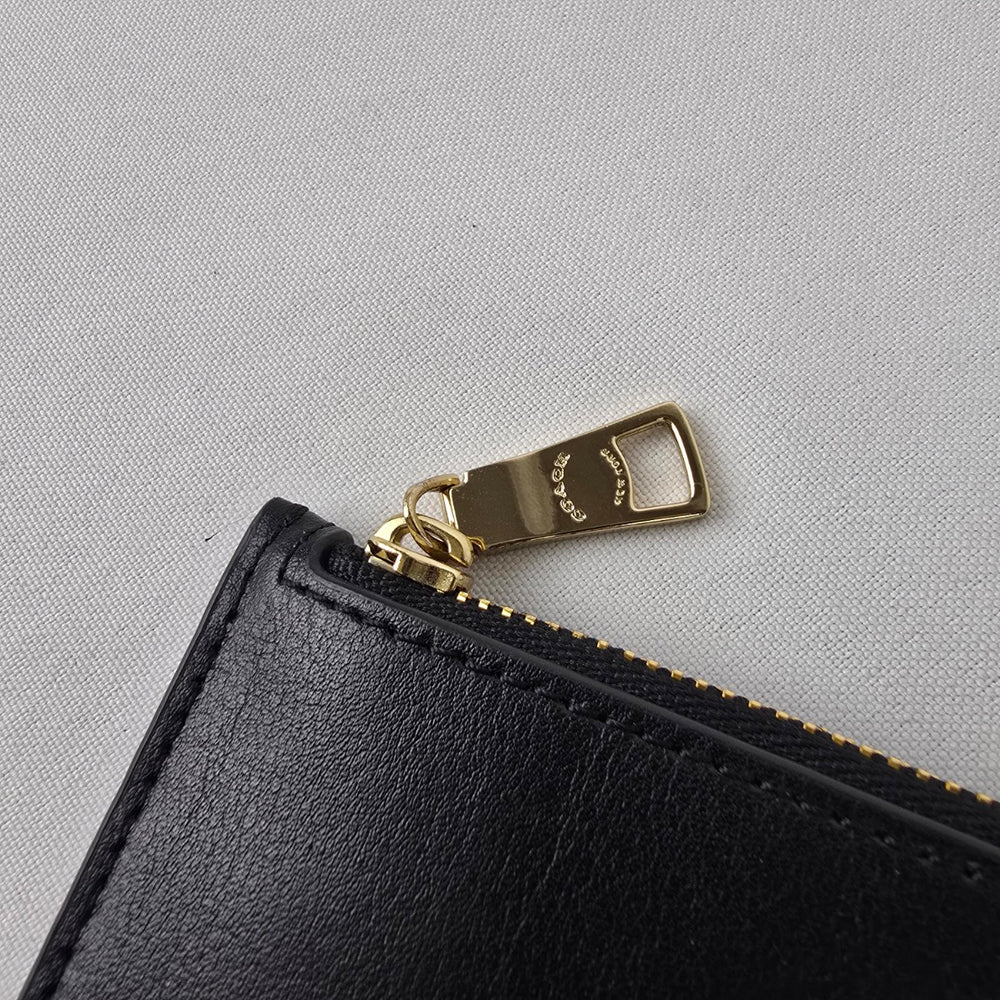 Coach Black Leather Zip Clutch Wallet Wristlet Pouch