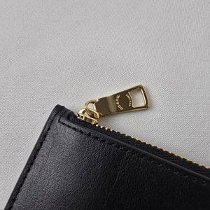 Coach Black Leather Zip Clutch Wallet Wristlet Pouch