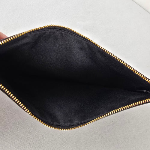 Coach Black Leather Zip Clutch Wallet Wristlet Pouch