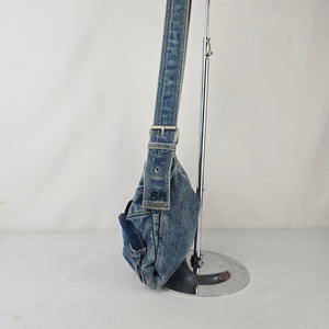Y2K Denim Cargo Shoulder Bag Blue Jean Multi Pocket Purse