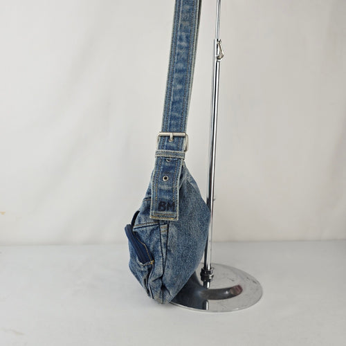 Y2K Denim Cargo Shoulder Bag Blue Jean Multi Pocket Purse