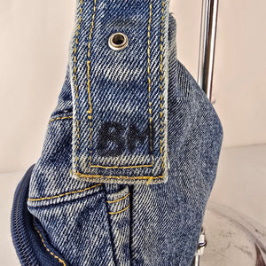 Y2K Denim Cargo Shoulder Bag Blue Jean Multi Pocket Purse