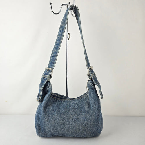 Y2K Denim Cargo Shoulder Bag Blue Jean Multi Pocket Purse