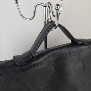 Vintage Black Leather Messenger Bag Crossbody Laptop Satchel
