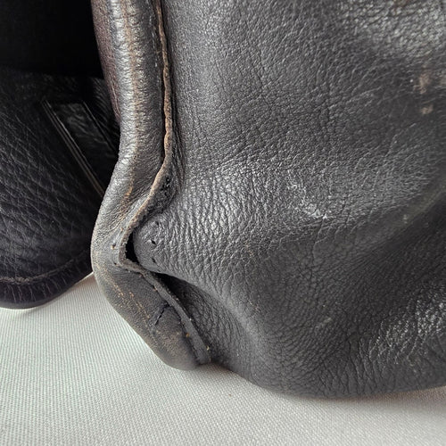 Vintage Black Leather Messenger Bag Crossbody Laptop Satchel
