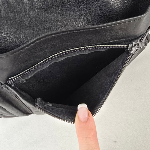 Vintage Black Leather Messenger Bag Crossbody Laptop Satchel