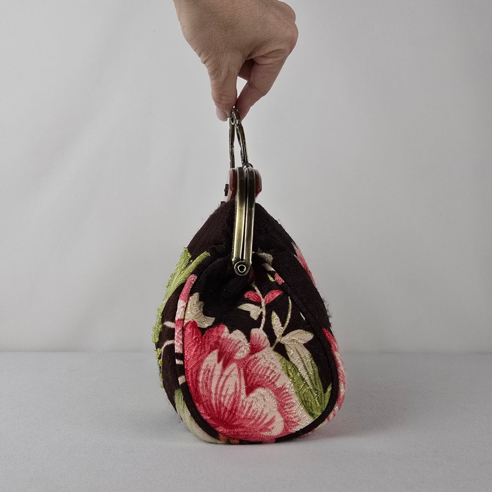 Vintage Floral Tapestry Clutch Purse Frame Evening Bag