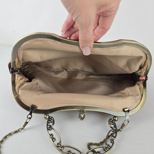 Vintage Floral Tapestry Clutch Purse Frame Evening Bag