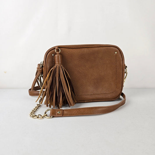 Steve Madden Brown Faux Leather Crossbody Purse w Tassel