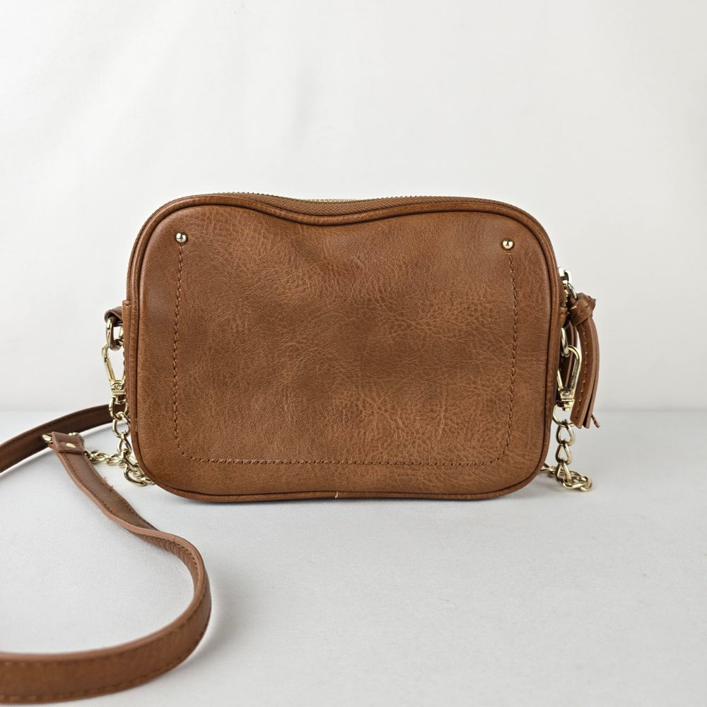 Steve Madden Brown Faux Leather Crossbody Purse w Tassel