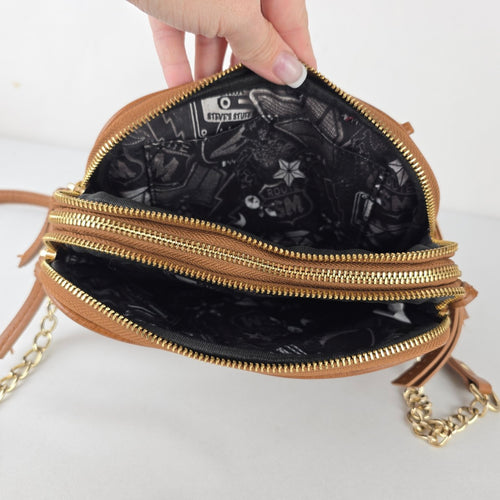 Steve Madden Brown Faux Leather Crossbody Purse w Tassel