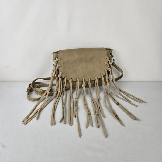 Harlow Beige Fringe Crossbody Bag Boho Festival Purse