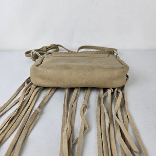 Harlow Beige Fringe Crossbody Bag Boho Festival Purse