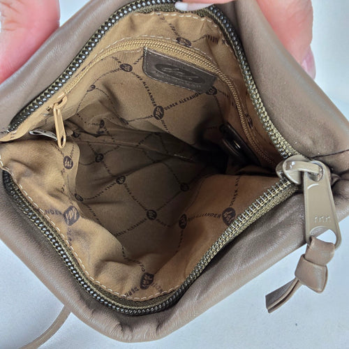 Derek Alexander Soft Leather Crossbody Handbag Taupe Brown Travel Purse